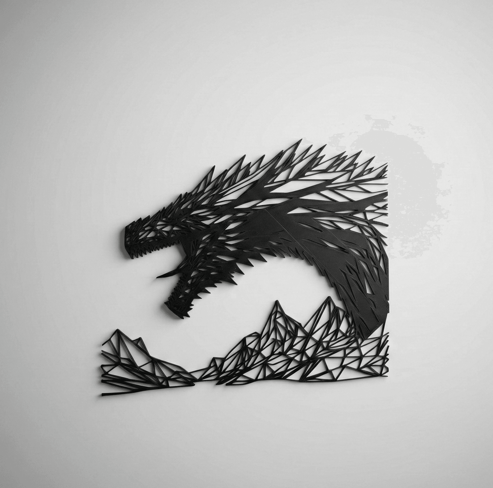 Geometrik Ejderha Silüeti - Modern Duvar Dekoru